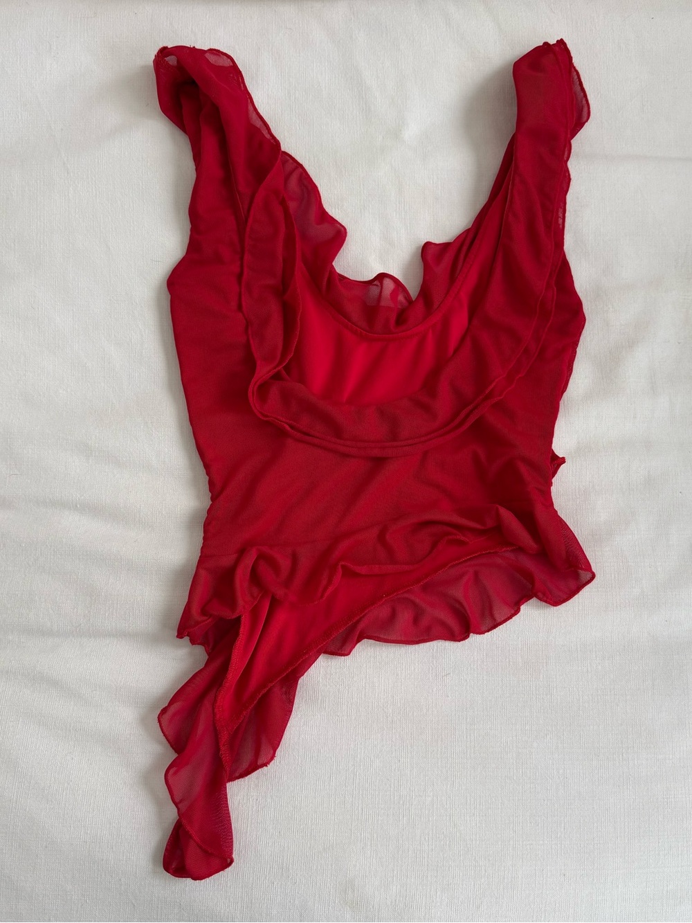 Tiger Mist Red Ruffle Top - Picture 2 of 3